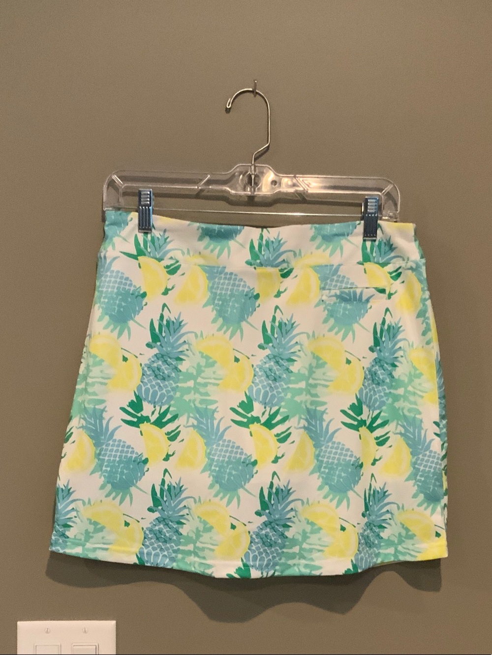 Pebble Beach Pineapple Print Mini Skirt - Mint Green & Yellow